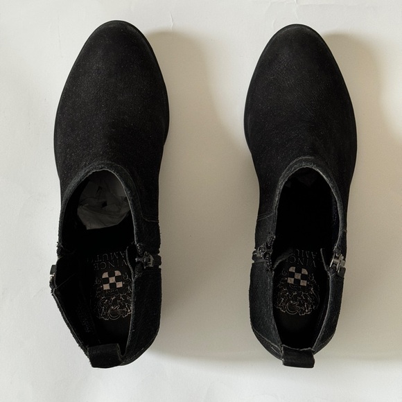 Vince Camuto Classic Black Suede Ankle Boots with Side Zip - Picture 2 of 3